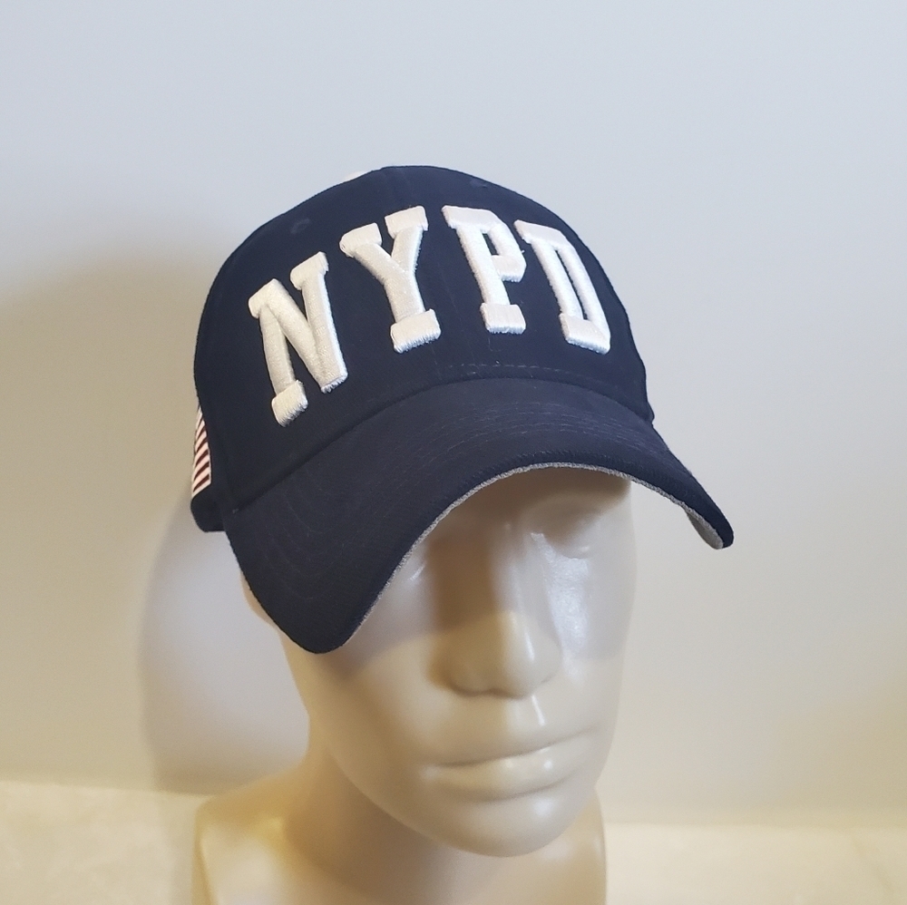 NYPD God Bless America By Colosseum White Navy Blue Baseball Hat Cap